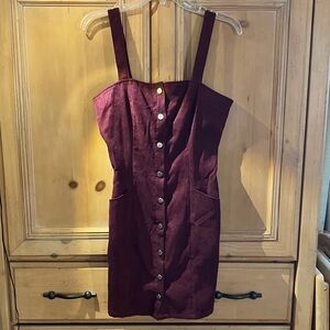 Corduroy Pinafore Jumper, Burgundy, Small